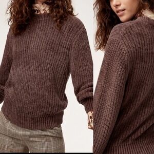 Aritzia Wilfred Brown Chennille Essential Sweater‎ Womens Sz XS Style 61387 Knit